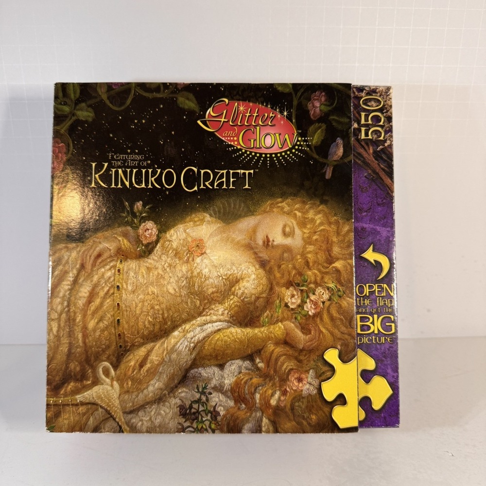 "Sleeping Beauty" Kinuko Craft 550 Piece Glitter & Glow Puzzle sealed bag new